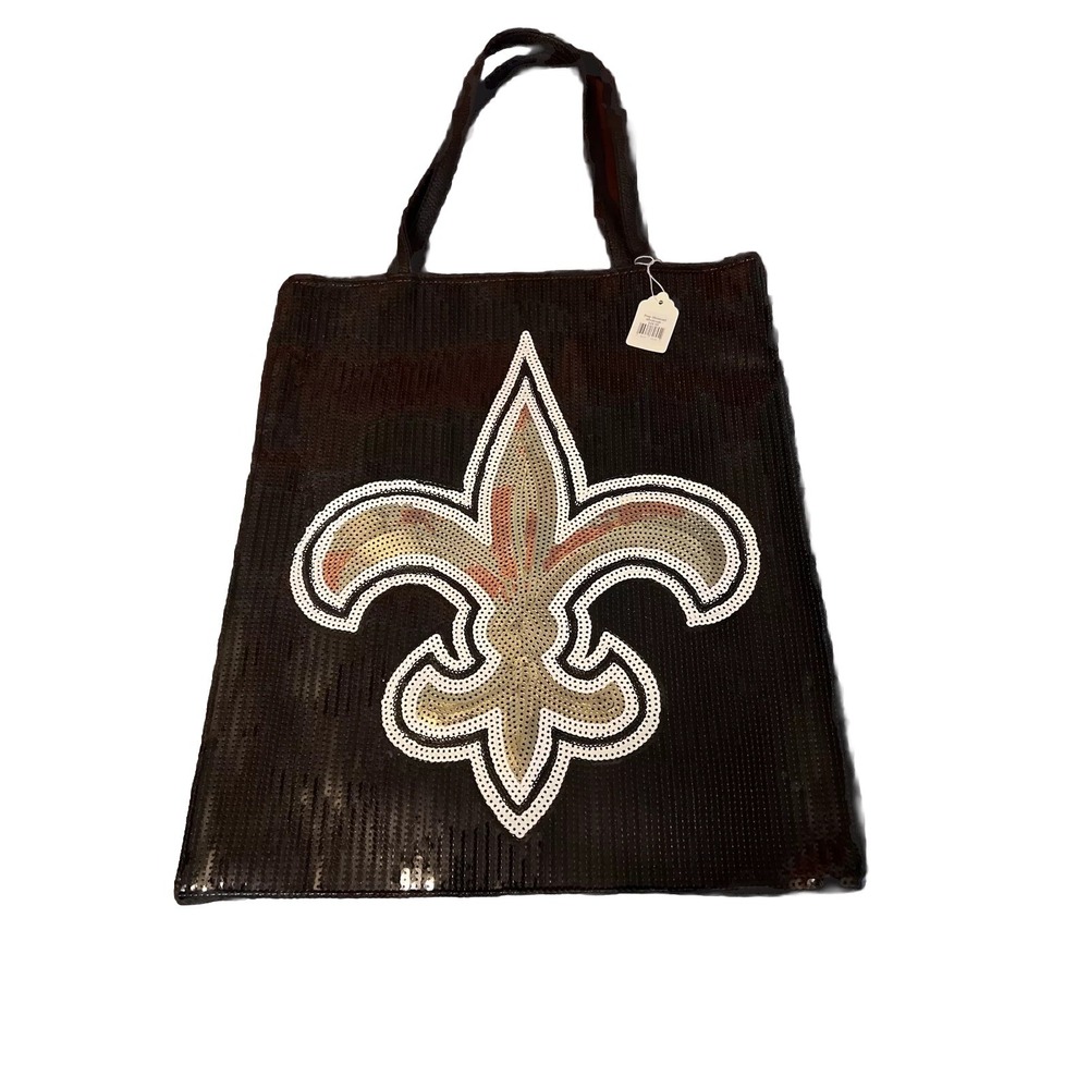 Black Fleur de Lis Sequin Shoulder Bag New Orleans Saints
